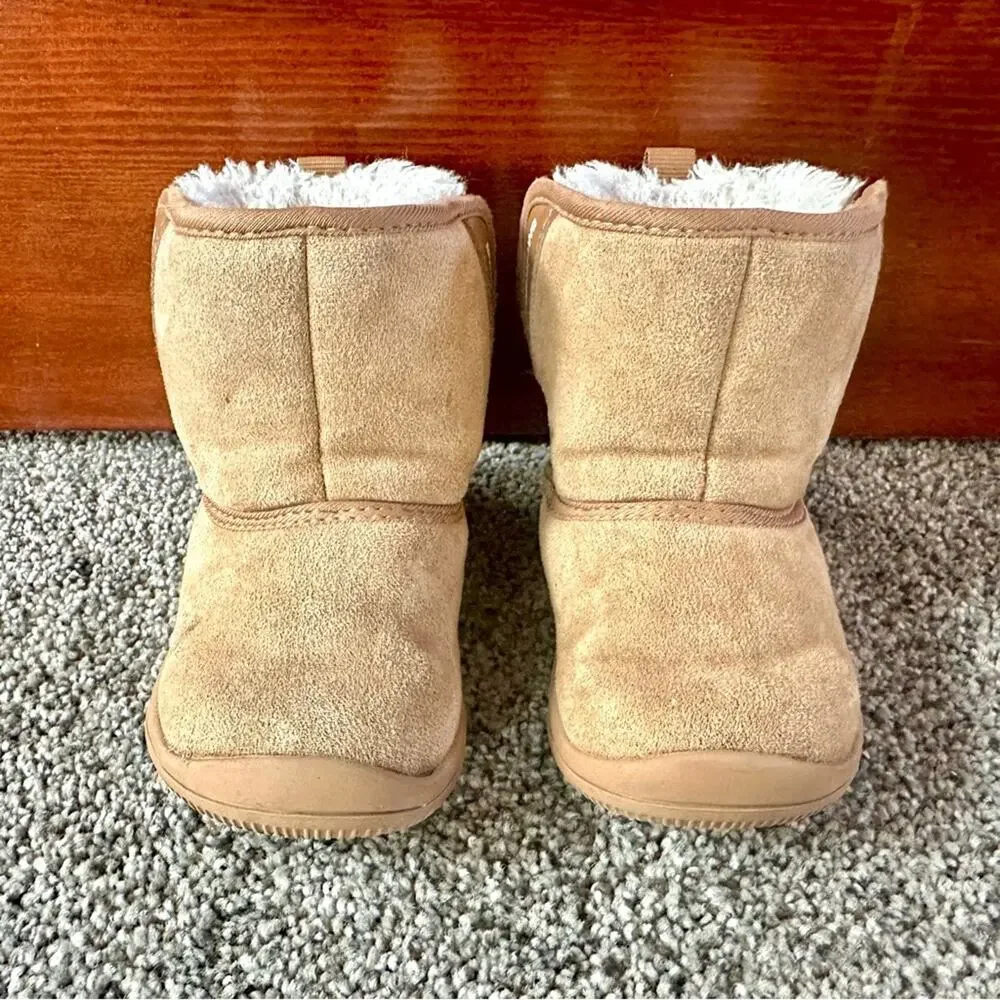BACCYRAN Toddler Boots Size 5 | Faux Shearling Lined | Tan UGG-Style